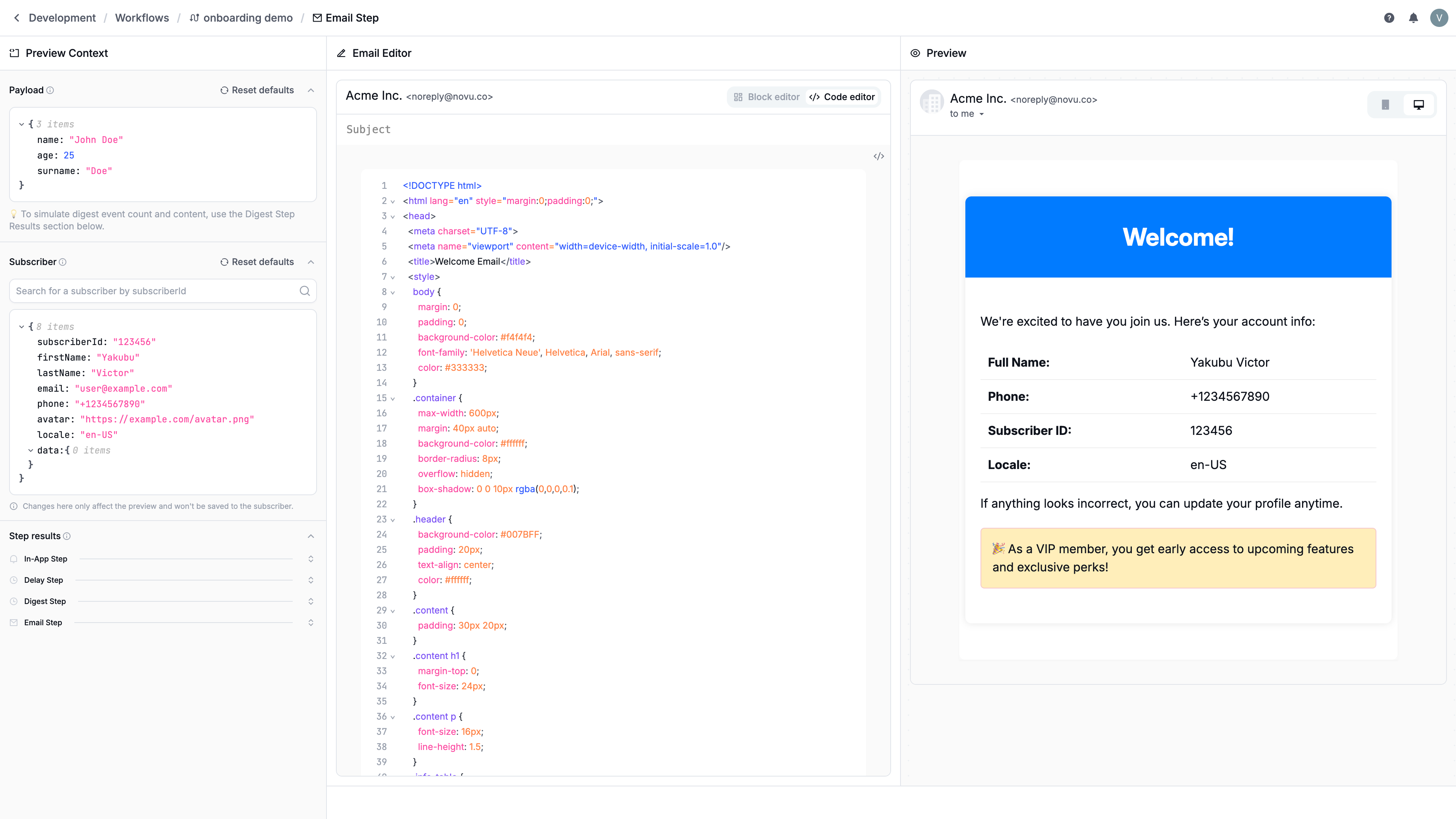 Novu code editor